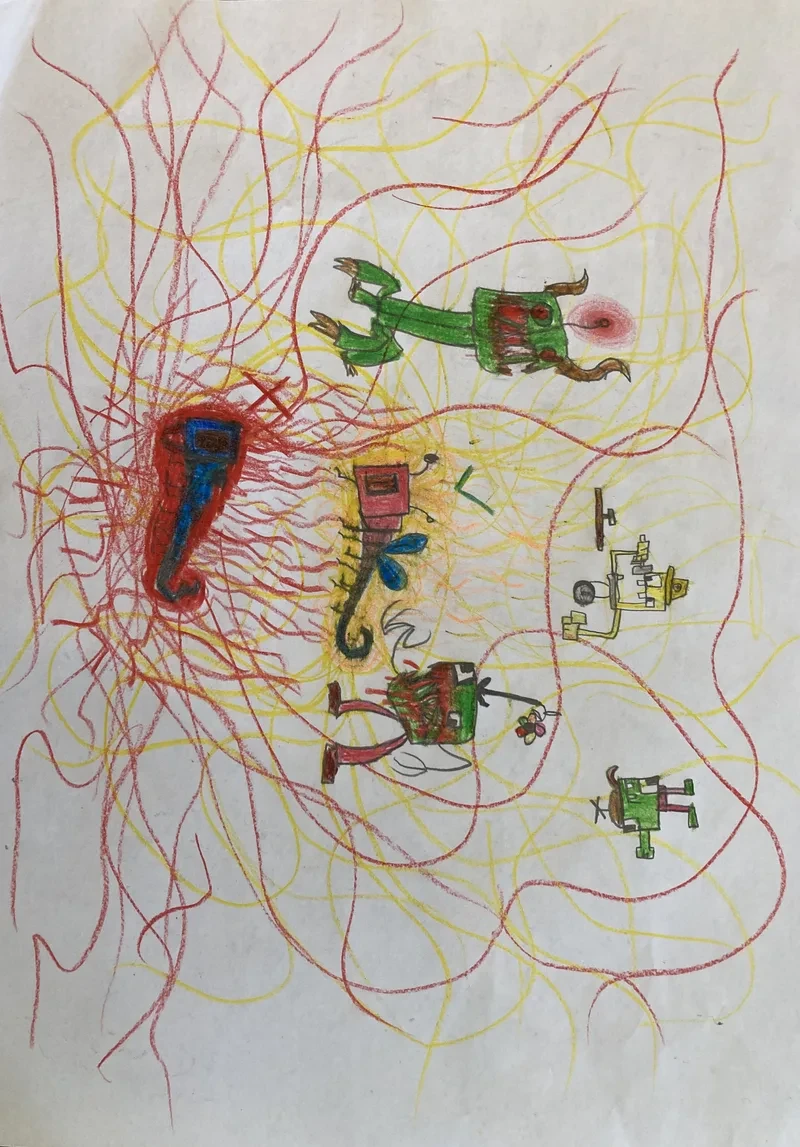 Scribbled red yellow chaos