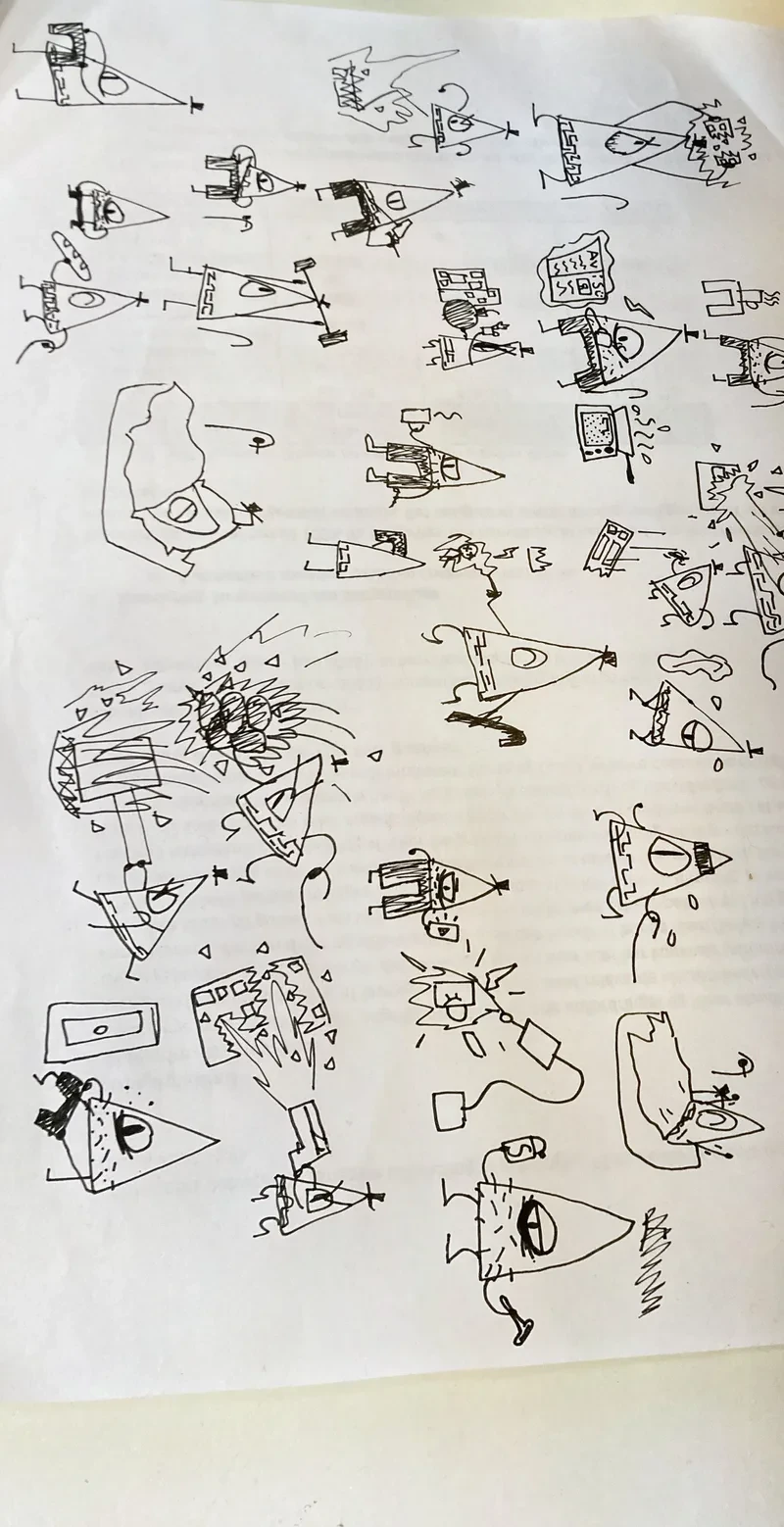 Triangle creature doodle sheet