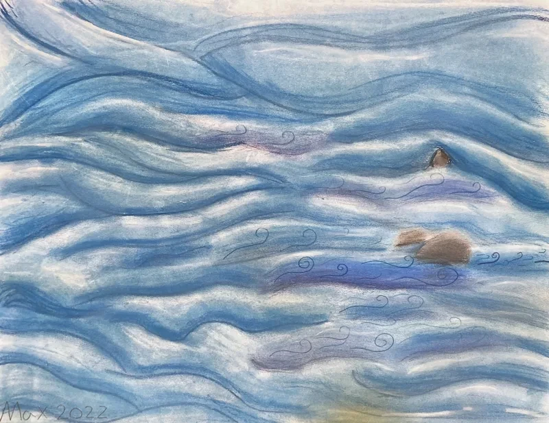 Blue pastel ocean waves