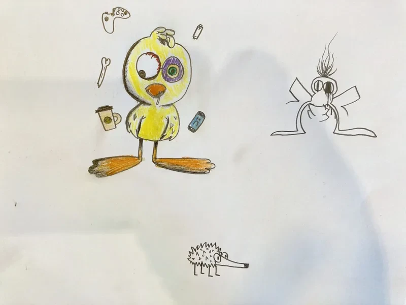 Yellow duck with black eye