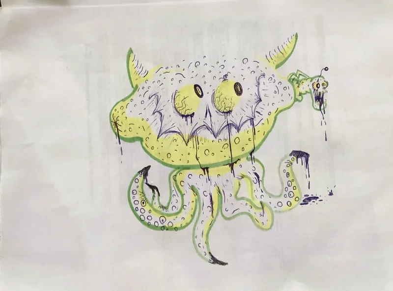 Horned tentacle monster in yellow