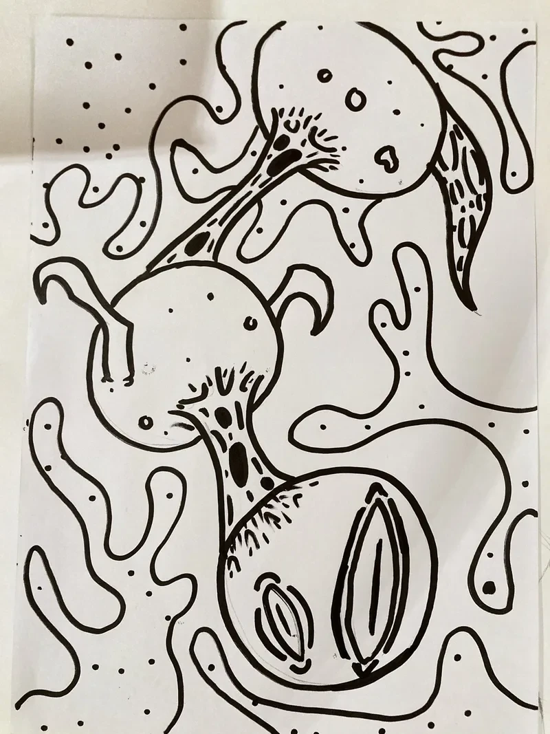 Black ink blob creatures