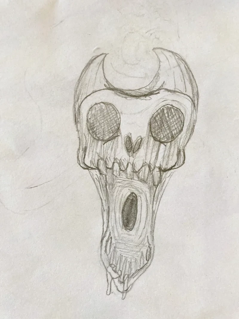 Pencil screaming skull