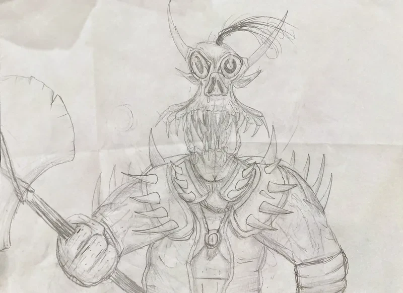 Spiked fanged warrior with axe