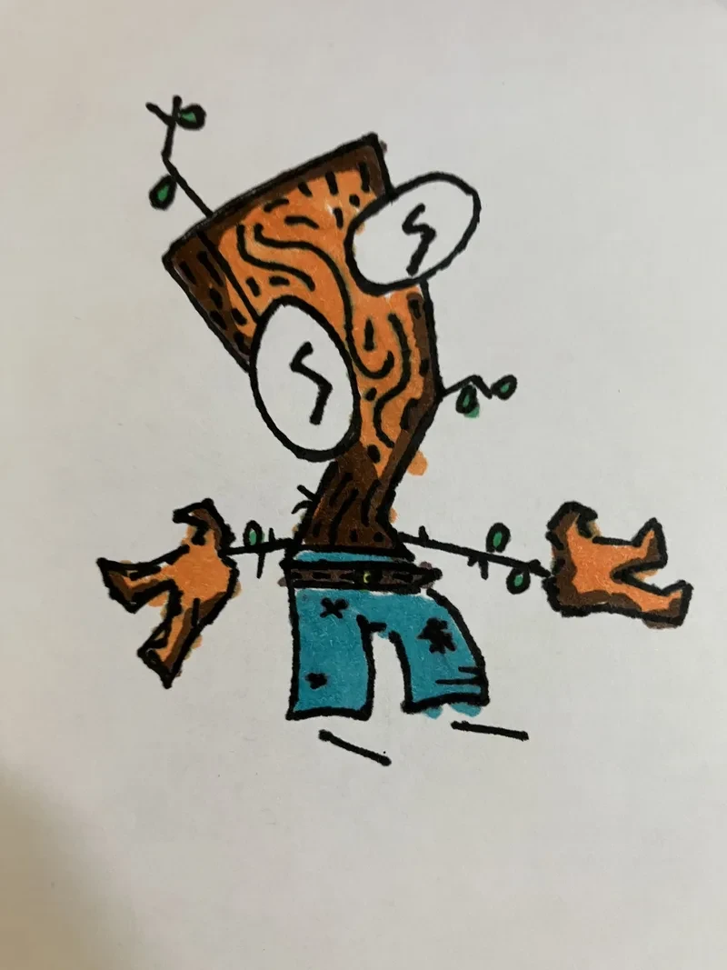 Stump man with blue trousers
