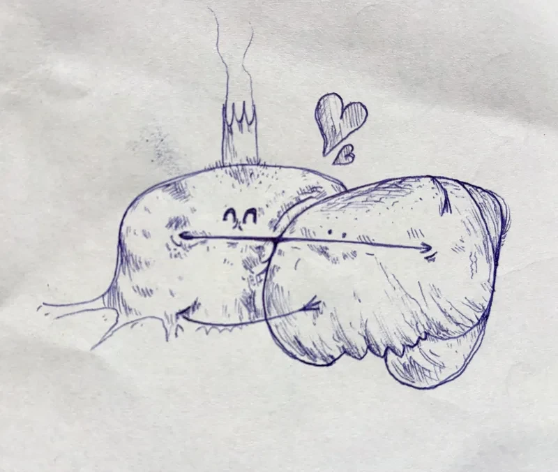 Blue pen two lumpy creatures